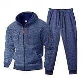 economico Tute basic-Per uomo Tuta da Ginnastica Set di abiti Set di felpe con cappuccio Felpa con Cappuccio All&#039;aperto Quotidiano Sportivo Con zip Tasca Coulisse Semplice Rosso bordeaux Blu Grigio chiaro Poliestere