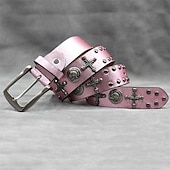 Недорогие Мужские ремни-Муж. ремень Автоматическая пряжка Быстрый выпуск Кожа PU Сплав Винтаж Прочный Регулируется Крест Черепа Синий Серебряный на открытом воздухе Повседневные Пояс на талию