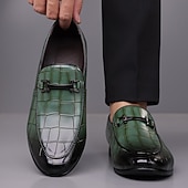 voordelige Loafers-Groene instappers met krokodillenmotief voor heren – casual zakelijke stijl, comfortabele schoenen van imitatieleer voor op kantoor en dagelijks gebruik