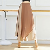 baratos Roupa de Dança Latina-leggings com saia para mulheres, calças de ioga, leggings elásticas para dança de balé, meia-calça de chiffon com saia para balé latino, salsa e tango