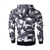 economico felpe con cappuccio da uomo di base-Per uomo Felpa con cappuccio Felpa con cappuccio tattica Nero Grigio chiaro Grigio scuro Verde mimetico Con Cappuccio Semplice Pieghettato Sport &amp; Outdoor Quotidiano Abbigliamento casual alla moda