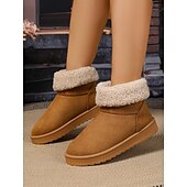 abordables Bottes-Femmes Bottes Bottes de Neige Quotidien Talon plat Bout Rond Occasionnel Daim Mocassin Chameau Noir Blanche