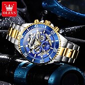 abordables Montres à quartz-OLEVS Hommes Montre à quartz Créatif Mode Décontracté Montre-bracelet Remontage automatique Phase de Lune Lumineux IMPERMÉABLE Acier Suivre