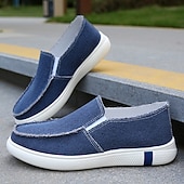 voordelige Slip-On Casual Schoenen-Blauwe instappers van imitatieleer en breisel voor heren – casual, ademende wandelschoenen voor dagelijks gebruik en reizen