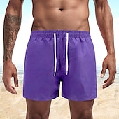 baratos shorts de natação masculinos-Homens Calção Justo de Natação Shorts de Natação Bermuda de Surf Tecido Secagem Rápida Respirável Cintura elástica Com Cordão Férias Praia Havaiana Casual Azul Lago Preto