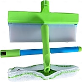 cheap Cleaning Supplies-3 in 1 Recyclable Silicone Window Squeegee Kit Glass Cleaning Tools with Silicone Squeegee &amp; Microfiber Scrubber for Home Shower Car Windshield Cleaning