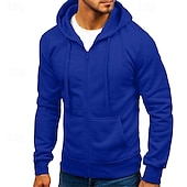economico Felpa con cappuccio in pile-Per uomo Felpa con cappuccio Felpa con cappuccio a zip intera Felpa con cappuccio in pile Nero Bianco Verde militare Rosso Borgogna Con Cappuccio Semplice Con zip Tasca Sport &amp; Outdoor Casuale