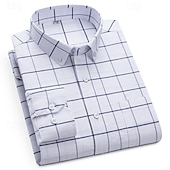 economico camicie oxford da uomo-Per uomo Camicia Camicia elegante Camicia button-down Camicia Oxford Camicia con Colletto A Quadri / A Righe / Chevron / Rotondo Abbigliamento quotidiano Abbigliamento Aziendale Bianco Rosso Blu