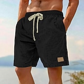 billiga Semester-Herr Shorts Sommarshorts Beach Shorts Ficka Elastisk midja Snörning Slät Komfort Andningsfunktion Knelängd Semester Helgdag Strand Semester Hawaiisk Svart Rodnande Rosa Oelastisk