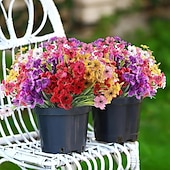 levne Umělé rostliny a květiny-12 kusů umělých květin slunečnic a fialek pro venkovní použití, UV odolné a neblednoucí, smíšené barvy, umělé květiny pro zahradu, svatbu, svátky, bytové dekorace, dekorace do závěsných košíků a na