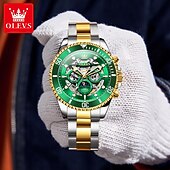 abordables Montres à quartz-OLEVS Hommes Montre à quartz Créatif Mode Décontracté Montre-bracelet Remontage automatique Phase de Lune Lumineux IMPERMÉABLE Acier Suivre