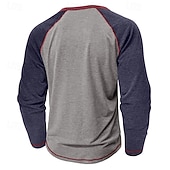 preiswerte Lässiges Henley-T-Shirt-Herren Henley Hemd T-Shirt Baseball-T-Shirt Kurzarm Farbblock Designer Basic Böhmische Raglanärmel Henley Outdoor Lässig Täglich Sommer Herbst Schwarz Marineblau Blau Henley T-Shirt