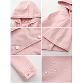 cheap Active Jacket-Women&#039;s Coat Waterproof Comfortable Pocket Buttons Fashion Street Style Plain Outdoor Casual Daily Long Hooded Regular Fit Long Sleeve Outerwear Black White Pink Spring Fall