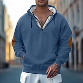 economico felpe con cappuccio da uomo di base-Per uomo Felpa con cappuccio e zip Felpa con cappuccio Felpa con zip Nero Verde militare Blu marino Grigio Con Cappuccio Semplice Con zip Tasca Frontale Zip a un quarto Tattico Sport &amp; Outdoor Casuale