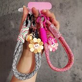 abordables Cordons et dragonnes pour téléphone-Corde courte imprimée pour téléphone portable, pendentif fleur, corde tissée courte à double usage, corde de suspension robuste pour voyage en plein air pour hommes et femmes