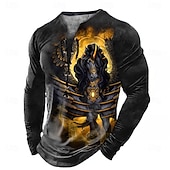 preiswerte T-Shirts mit Tiermuster-Sarah Richter Halloween Herren Drachen 3D Henley Shirt T-Shirt T-Shirt Langarm T-Shirt 3D-Druck Henley Shirt mit Schnürung am Hals Mode lässig Vintage Retro T-Shirt