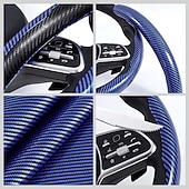 abordables Servicio de Vehículo-Funda antideslizante de silicona y fibra de carbono para volante de coche, ajuste universal, elegante, antideslizante, con agarre suave, para la decoración interior del coche y un cómodo accesorio de conducción.