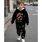 voordelige Jongens 3D Dieren-Jongens 3D Dinosaurus Set met capuchon en joggingbroek Sportoutfit Trainingspakken Lange mouw Lente Herfst Dagelijks Basic Casual Kinderen 4-12 jaar Capuchon Buiten Vakantie Sport Getailleerd