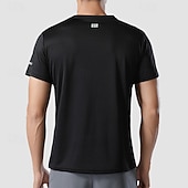 baratos Tops-Homens camisa de desempenho Camiseta esportiva Manga Curta Gola Redonda Blusas Ao ar livre Secagem Rápida Redutor de Suor Anti-odor Respirável Verão Poliéster Preto Branco Amarelo Pesca Tênis Corrida