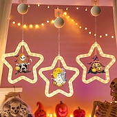 levne Halloween v interiéru-1 ks 27,6 cm halloween netopýr duch čaroděj klobouk dýně černá kočka netopýr přísavka led přísavka okenní světlo párty okno vnitřní atmosféra dekorativní světlo aaa baterie box teplé světlo běžící