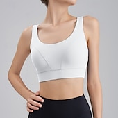 billiga Sport-BH:ar och västar-Dam Träningslinnen Sportbehåar Underkläder Medium stöd Andningsfunktion Trådlös Vadderad Enfärgad / vanlig färg Sport Sportkläder Vit Blå Gym Kondition Yoga