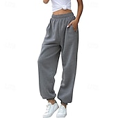economico pantaloni cargo da donna-Per donna Pantaloni Cargo Pantaloni Eleganti Streetwear Casual Lunghezza intera Naturale Semplice Tasca Design con Coulisse Elastica Comodo All&#039;aperto Streetwear Ferie Grigio scuro Aalbicocca Marrone