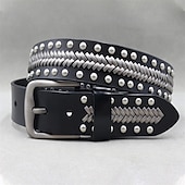 abordables Ceintures pour homme-Homme Ceinture Ceinture Taille Noir Derme Alliage Durable Ajustable Uni Extérieur Quotidien