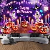 voordelige halloween wandtapijten-Halloween Blacklight Wandtapijt Schattig Spook Pompoen UV Reactief Glow in the Dark Bos Trippy Berg Mistige Begraafplaats Spook Hengende Wandtapijt Wanddecoratie Muurschildering voor Woonkamer