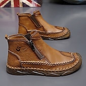 abordables Bottines-Bottines zippées faites main pour hommes pour un confort quotidien – bottes de marche décontractées de style vintage pour les voyages d&#039;automne et les aventures urbaines