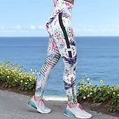 tanie Legginsy i legginsy do jogi-Damskie Legginsy capri Legginsy do jogi Wyszczuplenie brzucha Wysoka talia Siłownia Taniec Obuwie sportowe Doły Czarny Biały Niebieski Jesień Sport Odzież sportowa Ścisłe dopasowanie