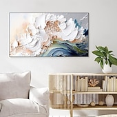 abordables Pinturas abstractas-Pintura al óleo hecha a mano, lienzo, arte de pared, decoración moderna abstracta, textura de ondas de aceite gruesas para sala de estar, decoración del hogar, marco estirado, pintura colgante/lienzo