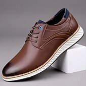 economico Casuale-Per uomo Oxfords Camminata Casual Pelle PU Confortevole Antiscivolo Traspirante Allacciatura Nero Marrone Autunno Inverno