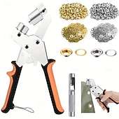 お買い得  DIYアート-10mmリング200個付きのアイレットパンチセット - DIYターポリンフェイクレザーに最適 &amp;防水生地プロジェクト縫製 &amp;クラフトの必需品