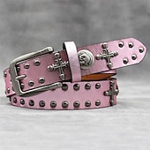 Недорогие Мужские ремни-Муж. ремень Автоматическая пряжка Быстрый выпуск Кожа PU Сплав Винтаж Прочный Регулируется Крест Черепа Синий Серебряный на открытом воздухе Повседневные Пояс на талию