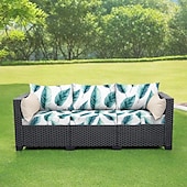 cheap Sofa Cover-Outdoor Seat Cushion Cover For Patio Floral Yarn Dyed Microfiber Slipcovers