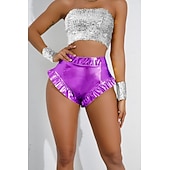 preiswerte Unterteile-Retro Vintage 1980er Glänzend Metallisch Shorts Hotpants Disco Einfarbig Kostüm Damen Karnevalskostüm Karneval Club Pride Parade Pride-Monat Erwachsene Shorts