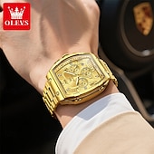 abordables Montres à quartz-OLEVS Hommes Montre à quartz Luxe Grand cadran Affaires Montre-bracelet Lumineux Calendrier IMPERMÉABLE Bracelet en acier inoxydable Suivre