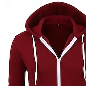 economico felpe con cappuccio da uomo di base-Per uomo Felpa con cappuccio Felpa con cappuccio a zip intera Rosso bordeaux Nero Blu marino Grigio chiaro Grigio scuro Con Cappuccio Semplice Con zip Sport &amp; Outdoor Casuale Quotidiano Streetwear
