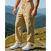 preiswerte Unterteile-Herren Cargohosen Wanderhosen Außen Normale Passform Wasserdicht Winddicht Unterteile Kordelzug Tasche Schwarz Khaki Camping / Wandern Laufen S M L XL XXL