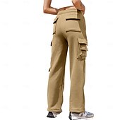 abordables pantalon cargo femme-Femmes Pantalons Cargo Chinos Occasionnel Athlétique Longueur mollet Naturel Uni Ceinture Élastique Poches multiples Confortable Respirabilité Décontracté Quotidien Abricot Bleu de minuit Café Bleu