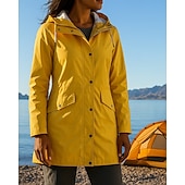 cheap Outdoor Jackets-Women's Rain Coat Outdoor Waterproof Windproof Hiking Outfits Hiking Clothes Winter Autumn / Fall Top Camping / Hiking / Caving Running Solid Color Black Yellow Pink