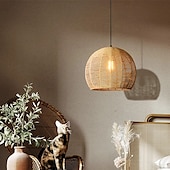 cheap Pendant Lights-Hemp Rope Chandelier-Kitchen Island 1-Light Bohemian Modern Woven Rattan/Pendant Light Fixtures LED Pendant Farmhouse Coastal Hanging Lights for Restaurant Tearoom Bedroom Living Room Cafe