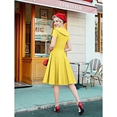 levne Šaty-Retro 50. léta Rockabilly Polední Šaty Šaty na šaty Rozevláté Do V Maškarní kostým Dámské předvečer Všech svatých Karneval Valentýna Čajový dýchánek Retro tematická párty Dospělé Šaty Léto