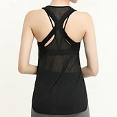 tanie Topy do jogi-Damskie Kamizelka do jogi Czołg Szybkie wysychanie Oddychający Bez rękawów Sport Jednokolorowe Top Dla Siłownia Obuwie sportowe Pilates Odzież sportowa