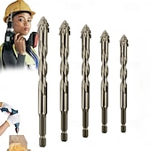 economico set di punte da trapano-trapano eccentrico a quattro lame seghettate, nuovo set di punte per trapano eccentrico a quattro taglienti, set di punte e maschi rivestiti in titanio ad alte prestazioni Quickpierce per