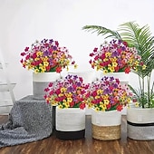 levne Umělé rostliny a květiny-12 kusů umělých květin slunečnic a fialek pro venkovní použití, UV odolné a neblednoucí, smíšené barvy, umělé květiny pro zahradu, svatbu, svátky, bytové dekorace, dekorace do závěsných košíků a na