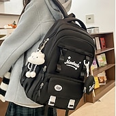 Недорогие Рюкзаки для детей и подростков-Школьный рюкзак для девочек в пастельных тонах в стиле кавайи – вместительный рюкзак с плюшевой игрушкой и карманом для монет для подростков и школьников