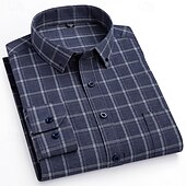 preiswerte Businesshemden für Herren-Herren Hemd Kleidhemd Knopfhemd Karomuster Hochzeit Party Schwarz Rote Blau Grün Langarm Revers Frühling Herbst Bekleidung