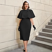 abordables Robes-Rétro Vintage Années 1950 Rockabilly Midi Robe de cocktail Robe fourreau Grande taille Col rond Femmes Performance Soirée &amp; Fête Soirée à thème rétro Adultes Robe Printemps &amp; Été