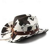 economico Cappelli-Cappello da cowboy retrò in denim con tesa larga, 1 pezzo, cinturino in omaggio, resistente alla deformazione, adatto per attività all&#039;aperto